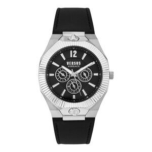 Versus Versace  Echo Park Multifunction Leather Watch Silver Mens